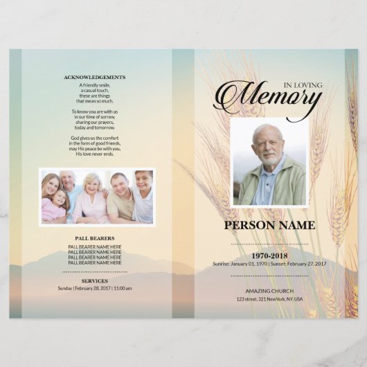 小麦畑の葬儀テンプレート (正面)