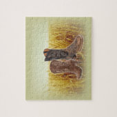 小麦畑の西欧諸国のカウボーイ・ブーツ ジグソーパズル (縦)