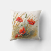 小麦畑の赤いケシの花 クッション (裏面)