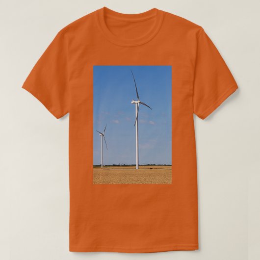 小麦畑の風力タービン Tシャツ (デザイン正面)