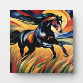 小麦畑を駆ける美しい馬 フォトプラーク (正面)