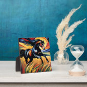 小麦畑を駆ける美しい馬 フォトプラーク (インサイチュ)