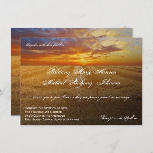 小麦畑サンセットカントリーウエディング招待状 招待状 (正面/裏面)