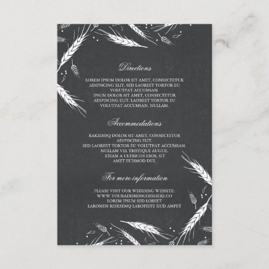 小麦秋の結婚式詳細 – 情報 エンクロージャーカード (正面)