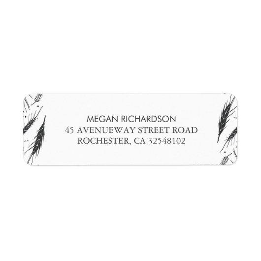 小麦秋の結婚式 モダン ラベル (正面)