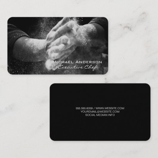 小麦粉を使ったシェフ | レストラン 名刺 (正面/裏面)