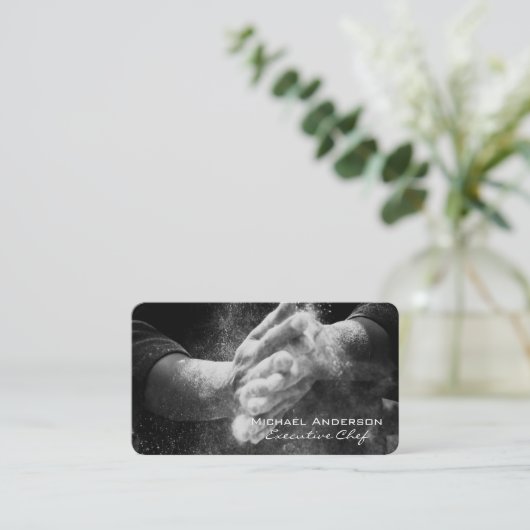 小麦粉を使ったシェフ | レストラン 名刺 (スタンド正面)