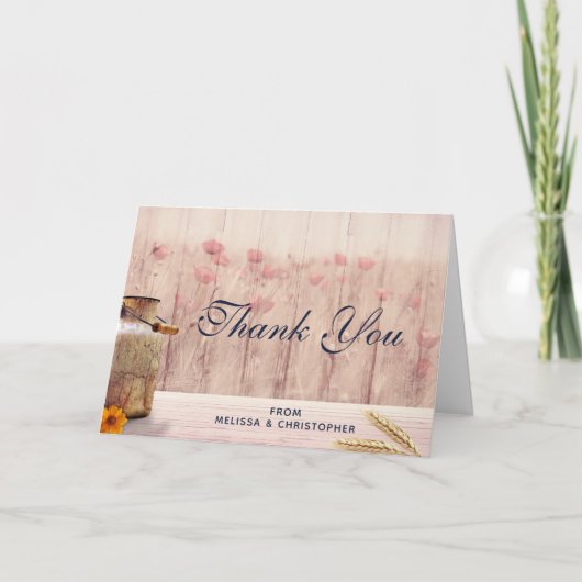 小麦素朴と花とミルク缶ありがとう カード (正面)