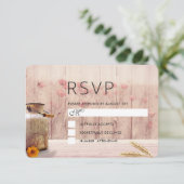 小麦素朴と花の入ったミルク結婚缶 出欠カード (スタンド正面)