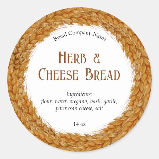 小麦素朴リースパンベーカリー事業カスタム ラウンドシール (正面)