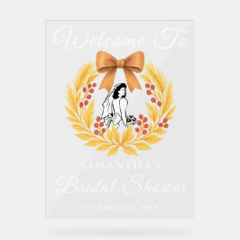 小麦素朴&ベリー秋ブライダルシャワー歓迎 アクリルサイン