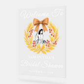 小麦素朴&ベリー秋ブライダルシャワー歓迎 アクリルサイン (傾斜)