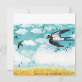 小麦飛んでいる畑のツバメ カード (裏面)