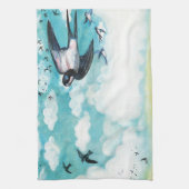 小麦飛んでいる畑のツバメ キッチンタオル (縦)