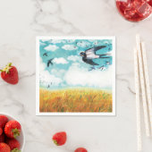 小麦飛んでいる畑のツバメ スタンダードカクテルナプキン (インサイチュ)