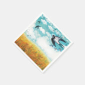 小麦飛んでいる畑のツバメ スタンダードカクテルナプキン (角)