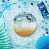 小麦飛んでいる畑のツバメ ペーパープレート (パーティー)