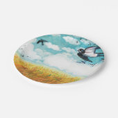 小麦飛んでいる畑のツバメ ペーパープレート (アングル)