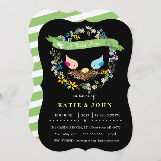 小黄色卵|ニュートラルベビーシャワー 招待状 (正面/裏面)