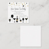 小 |カクテル金ゴールドブラックニューイヤーイブ招待状 ノートカード (正面/裏面)