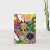 小、4" x 5.6インチ折り畳みノートカード抽象芸術花 ノートカード (正面)