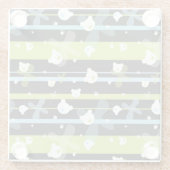 少しくまが付いているかわいいパターン ガラスコースター (裏面)