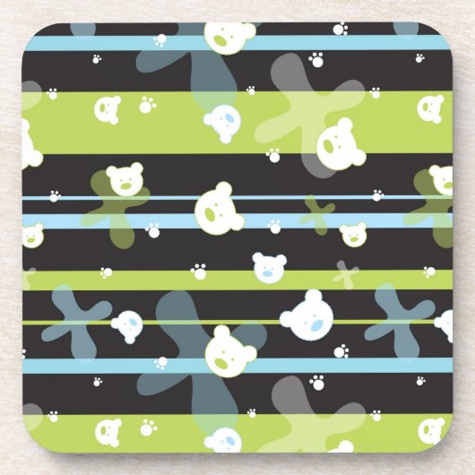 少しくまが付いているかわいいパターン コースター (正面)