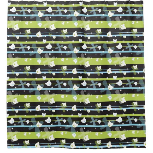 少しくまが付いているかわいいパターン シャワーカーテン (正面)