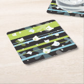 少しくまが付いているかわいいパターン スクエアペーパーコースター (アングル)