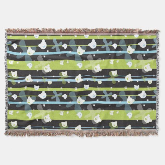 少しくまが付いているかわいいパターン スローブランケット (正面)