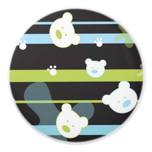 少しくまが付いているかわいいパターン セラミックノブ (正面)