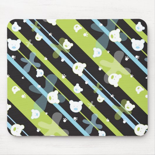 少しくまが付いているかわいいパターン マウスパッド (正面)