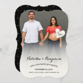 少しこんにちはハートの男女兼用な写真の妊娠 案内状 (正面/裏面)