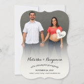 少しこんにちはハートの男女兼用な写真の妊娠 案内状 (正面)