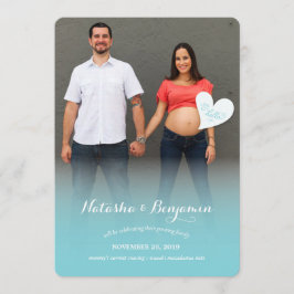 少しこんにちは青い妊娠の写真の発表 案内状