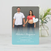 少しこんにちは青い妊娠の写真の発表 案内状 (スタンド正面)