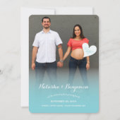 少しこんにちは青い妊娠の写真の発表 案内状 (正面)