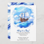 少したどねの到着：海の少年ベイビーシャワー 招待状 (正面/裏面)