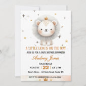 少しのライオンがやってくる ボーイベイビーシャワー 招待状 (正面)