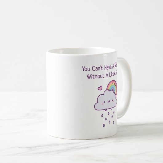 少しの雨なしに虹は出せない コーヒーマグカップ (正面右)