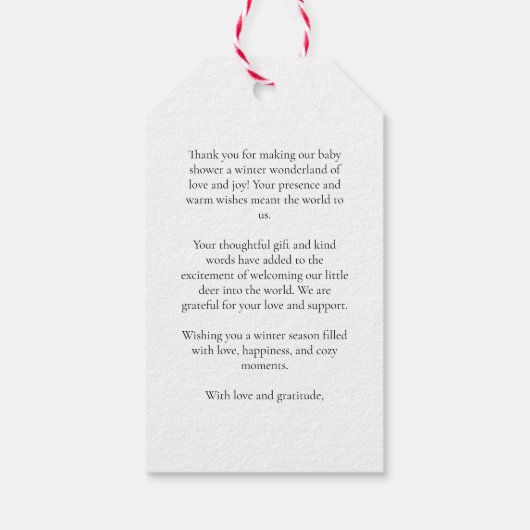 少しの雪の結晶がやって来るよ 赤ちゃんありがとう ギフトタグ (裏面)