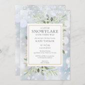 少しの雪の結晶の冬の雪の赤ちゃんのシャワーパーティー 招待状 (正面/裏面)