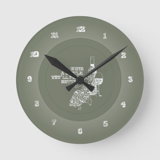 少しはワインを飲みます ラウンド壁時計 (正面)