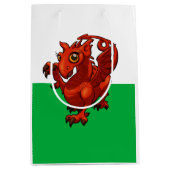 少しウェールズのベビーの赤いドラゴンの旗の漫画 ミディアムペーパーバッグ (正面)
