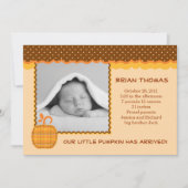 少しカボチャベビーの誕生の写真の発表 案内状 (正面)