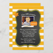 少しカボチャ写真の最初誕生日の招待 招待状 (正面/裏面)