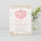 少しカボチャ女の子のベビーシャワーの招待状カード 招待状 (スタンド正面)