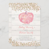 少しカボチャ女の子のベビーシャワーの招待状カード 招待状 (正面/裏面)
