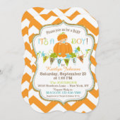 少しカボチャ男の子の秋のベビーシャワー招待状 招待状 (正面/裏面)