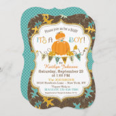 少しカボチャ男の子の紅葉のベビーシャワー 招待状 (正面/裏面)